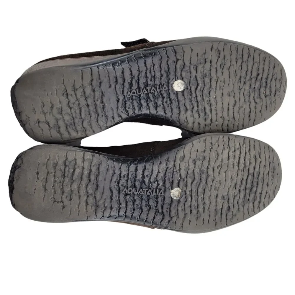Aquatalia Women's Suede Slip On Wedge Heel‎ Loafers Size 6 Dark Brown
